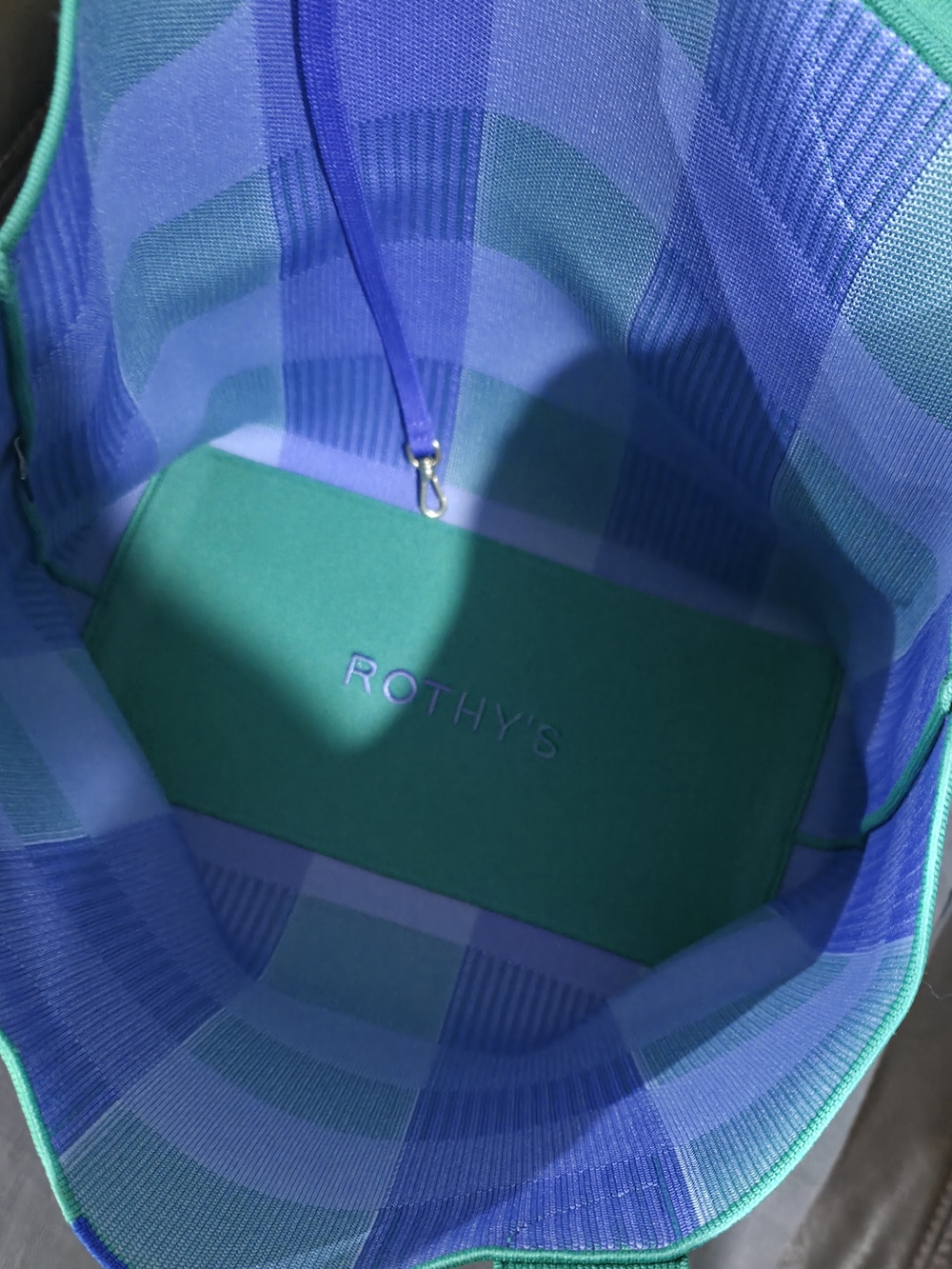 Rothy's Teal and Lavender Checkered Tote - Picture 2 of 2